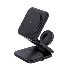 mimax 無線磁吸充電器 X39 多功能折疊充電座, 黑色, 1個