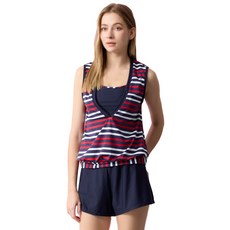 夏之戀SUMMERLOVE 大女外搭長版三件式泳衣 S25705 (三件式泳裝，條紋外搭，顯瘦設計), 3L-05