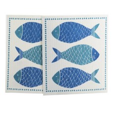 now DESIGNS 圖案印花廚房毛巾, 2入, 海鮮市場