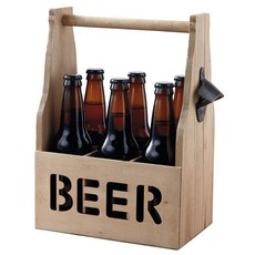 DESIGN IMPORTS 啤酒罐酒架帶開瓶器, 1個, 木頭