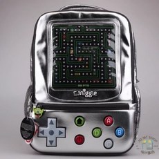 Smiggle 電玩主題兒童書包, 銀色電玩書包(42×30cm), 銀色