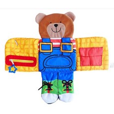 小熊穿衣立體布書：拉鍊釦子嬰兒益智玩具，多功能寶寶布書系鞋, 小熊款式(現貨)