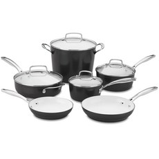 Cuisinart 美膳雅 Element不沾鍋具6件鍋具平底鍋具組, 20.3cm煎鍋+25.4cm煎鍋+1.4L平底鍋+2.3L平底鍋+2.8L炒鍋+7.6L湯鍋, 黑色