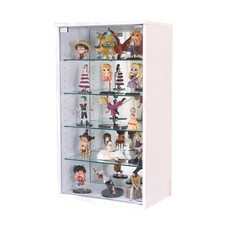 BuyJM 台灣製鏡面LED燈展示櫃，模型公仔收藏櫃，玻璃防塵置物櫃，多層收納櫃, 五層展示櫃-鏡面背板-白色