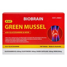 四合一綠唇貝葡萄糖胺&MSM補充錠, 1盒, 180顆