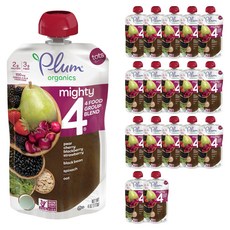 Plum organics 孩童營養奶昔 113g, 梨子櫻桃黑莓黑豆菠菜燕麥口味, 18包