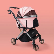 可拆卸尊絕寵物推車 特大座艙 附贈杯架 寵物外出推車(狗狗推車 貓咪推車 承重25KG), 薔薇粉