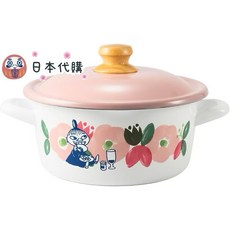 富士系列 姆明嚕嚕米琺瑯湯鍋 雙耳湯鍋 IH爐/瓦斯爐適用, 白x粉, 1個, 20cm