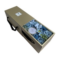 花與香氛 皂與芳香蠟燭組合(粉藍) 手工皂 香氛禮盒 情人節禮品