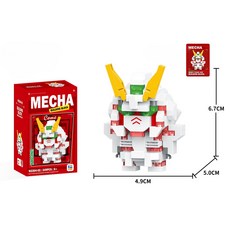 BRICKS 人形積木組裝卡通公仔積木 微顆粒拼裝兒童積木玩具, 02 機甲-獨角獸 249PCS 贈閃卡