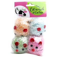 Cat-a-lack Cat 玩具鈴鐺金屬絲老鼠, 4件, 混色