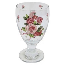 凡爾賽生活精品 粉紅色玫瑰花維納斯造型高腳玻璃杯 日本製 果汁杯 酒杯, 1個, 約300ML