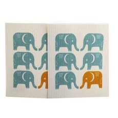 now DESIGNS 圖案印花廚房毛巾, 2入, 埃德加大象