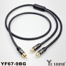 RCA音源一分二Y型轉接線, YF76-9BG 一母轉兩公,總長度100cm分岔30cm