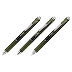 Pentel 飛龍文具 ENERGEL極速中性鋼珠筆 0.7mm, 3個, 橄欖黑