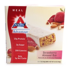 ATKINS 能量棒, 48g, 5入, Strawberry Almond