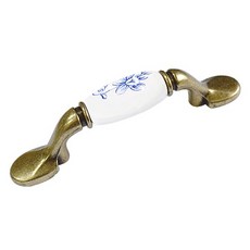 台灣阿成五金 Mydiy M型藍花陶瓷拉手 - 76mm孔距白色底藍花拉手，輕鬆更換，提升居家美學