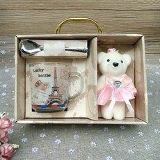 佳音書坊小熊玻璃杯禮盒含湯匙 - 可愛創意生活用品