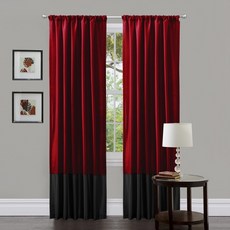 LUSH DECOR 雙色印花遮光落地窗簾2入組, 紅+黑