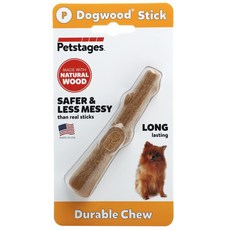 Petstages Dogwood Stick 更安全，更少 Messi Dan Real Stick 持久耐用咀嚼狗玩具 Petite, 1個, 木頭