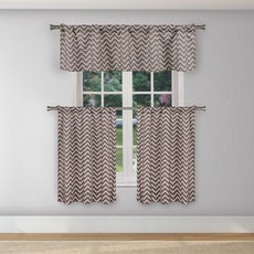 Duck River Aeris 咖啡館分層廚房窗簾 2件組, 巧克力色