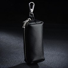 鑰匙小包 皮革鑰匙包 印章收納袋 鑰匙皮包 鑰匙掛包 鑰匙零錢包, 黑色