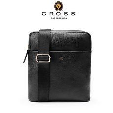 CROSS 頂級小牛皮肩背包斜背包 羅德系列 男士肩背包 真皮斜背包, 黑色