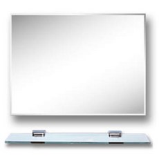 橫掛式除霧浴室鏡 60x45cm （附8mm強化玻璃平台） AU1031, 除霧鏡+強化玻璃平台