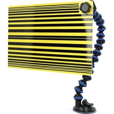 BT516000 戴爾鏡 壁掛式化妝鏡 黑黃條紋 可調角度 強力吸盤安裝, 黃色和黑色