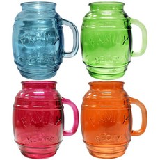 家庭食譜 Barrel Mug Drink Jar Aqua + Fuchsia + Lime + Orange, 4件, 768毫升