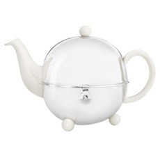 bredemeijer 茶壺陶瓷不鏽鋼彈簧茶杯套, 912ml, 白色