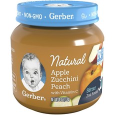 Gerber 嘉寶 維他命 C 兒童果泥 113g, 蘋果+西葫蘆+桃子, 1個
