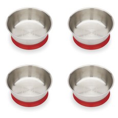 Red Rover 兒童吸盤底座不鏽鋼餐碗, 4個, 紅色