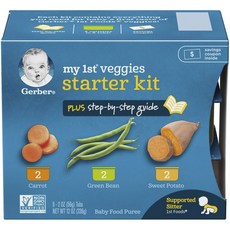 Gerber 嘉寶 Starter Kit孩童副食品, 混合口味(紅蘿蔔/豌豆/地瓜), 56g, 6入