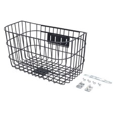 不鏽鋼管寬底自行車前籃, 1個, 黑色