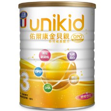 Unikid 佑爾康 金貝親 OPO Premium 幼兒成長配方 3號 奶粉 (1-3歲適用) 含OPO、乳鐵蛋白、多種營養素, 850g, 1罐
