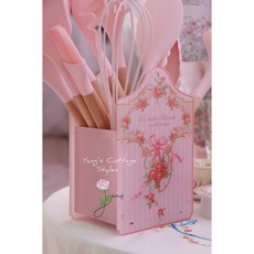 復古玫瑰收納桶，歐式蝴蝶結廚具桶，法式鄉村風萬用桶，居家裝飾收納盒，生活用品置物桶, 詳見包裝, 粉紅色, 1個