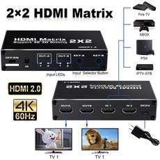 HDMI 4K 60Hz 二進二出 切換器 2X2 矩陣式切換分配器 支援4K*2K, 1個