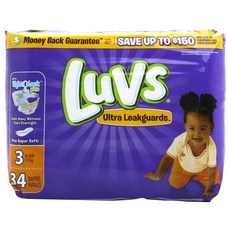 Luvs 防漏柔軟黏貼型尿布, 第3階段, 34片