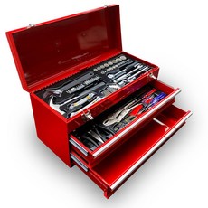 【Vulcanus】76件式鐵箱工具組 - 多功能維修工具套裝 居家必備, 紅色, 1個