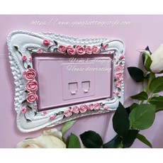 開關貼 電源開關貼 歐式壁飾 開關面板裝飾 防髒遮醜壁飾 居家裝飾 鄉村電源開關 法式, 白底玫瑰