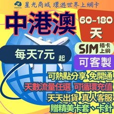 高速無限量吃到飽SIM卡 中國香港澳門內蒙古西藏海南島雲南 (60/180天實體卡), 詳見包裝, 詳見包裝, 實體卡 60天,A【白鑽】中港澳20GB總量上網