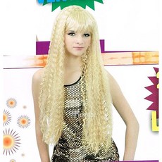 瘋狂派對舞會造型假髮 萬聖節服裝 芭比假髮-金色電夾特長髮, 詳見包裝, 金色