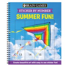 (英文圖書) Brain Games - Sticker by Number: Summer Fun! (Easy - Square Stickers): Create Beautiful Art w... Spiral, Publications International,..., 英文