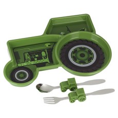 KIDS FUNWARES 孩童印花餐盤餐具組, 盤子+叉子+湯匙, 拖拉機