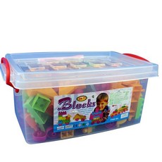 197pcs 大長方型積木桶 幼兒積木 益智玩具, Multicolor, 1個