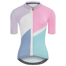 BAISKY百士奇自行車女款空力短車衣 七巧板 粉色系 時尚透氣 舒適吸汗 運動上衣