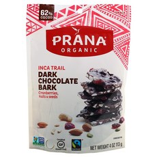 PRANA organic Inca Trail 黑巧克力樹皮蔓越莓堅果和種子, 1包, 113g