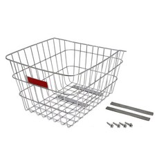 固定式不鏽鋼自行後籃, 1個, 銀