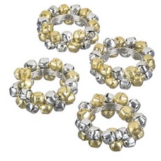 Sullivans 銀色和金色鈴鐺餐巾環 6.4 X 6.4 X 3.2cm, 4件, 黃金白銀